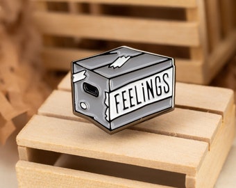 Box of Feelings Enamel Pin — Feelings & Moods | Boxed Up | Therapy | Mental Health | Feeling Meh | Minimalist | Monochrome | Black and White
