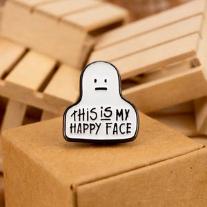 Happy Face Enamel Pin: Minimalist Introvert Accessory, Personalities and Moods