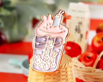 Boba Bunnies Enamel Pin — Bubble Tea Pin | Cute food illustration | Food Puns | Gifts for Bubble Tea Lovers