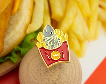 Fish and Chips Enamel Pin – Classic British pub food | Fast food collection