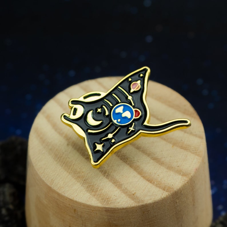 Space Manta Ray Enamel Pin Gliding through the cosmos Cosmic collection image 1