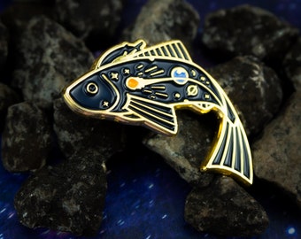 Space Trout Enamel Pin – Dive into the Mysteries of the Galaxy | Cosmic collection | Marine Life