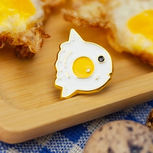 Sunny Side Up Fish Enamel Pin – Eggsquisite Sun Fish | Mola Mola | Cute Egg Yolk, Brunch Foods | Marine Life | Fried Egg | Fun Foodie Pin