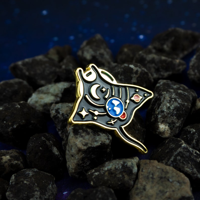 Space Manta Ray Enamel Pin Gliding through the cosmos Cosmic collection image 4