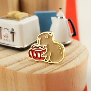 Capy-Cino Enamel Pin - Chill Capybara enjoying a good cuppa | Gift ideas for baristas, coffee lovers, cafe hoppers
