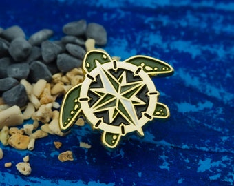 Turtle Compass Explorer Enamel Pin - Navigating its way through life | Motivation & Inspiration | Marine Life | Wanderlust Seeker