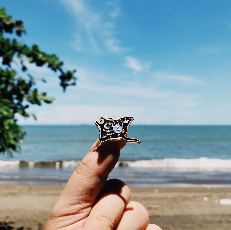 Space Manta Ray Enamel Pin Gliding through the cosmos Cosmic collection image 6