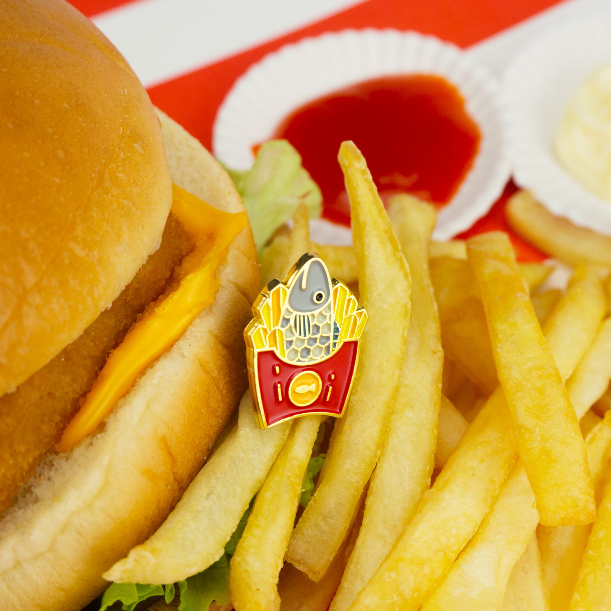 Fish and Chips Enamel Pin – Classic British Food | Foodie