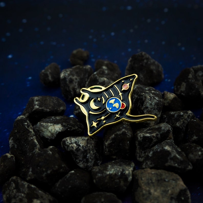 Space Manta Ray Enamel Pin Gliding through the cosmos Cosmic collection image 3