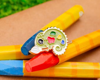 Chameleon Painter Enamel Pin