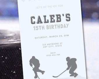 Ice Hockey Birthday Invitation | Sports Party, Teen (Digital Download)