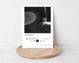 Retro Vinyl Record Birthday Invitation Template (Canva Digital Download)