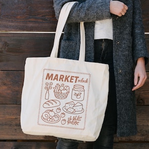 Cotton Canvas Market Tote Bag: Eco-Friendly Reusable Grocery Bag