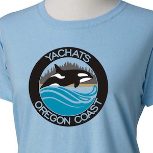 YACHATS OREGON COAST - Basic Women&#39;s Style Tshirt - Adult Sizes S-3XL - orca killer whale forest sea ocean beach