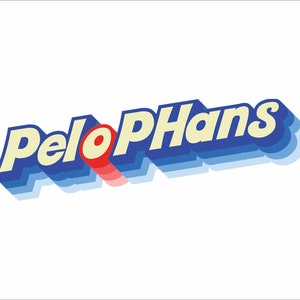 May include: A logo for a company called "PeloPHans" in a 3D style. The letters are blue with a white outline and a yellow fill. The "O" in "Pelo" is red.