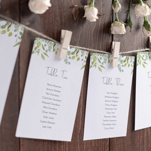 Rustic Greenery Seating Plan Cards // Watercolour Greenery // Table Plan // DIY Wedding // DIGITAL or PRINTED