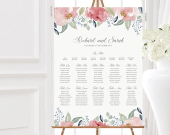 Plano de mesas para boda con peonías rosas