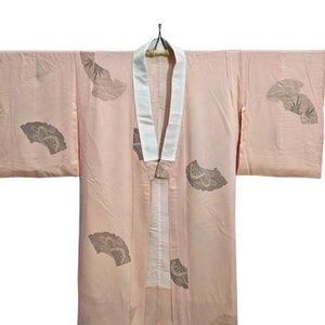 Japanese Women&#39;s Traditional Juban Peach Floral Nagajuban Inner Under Wear Kimono Dress Yukata | Floral Kimono | Long Kimono Robe - A912