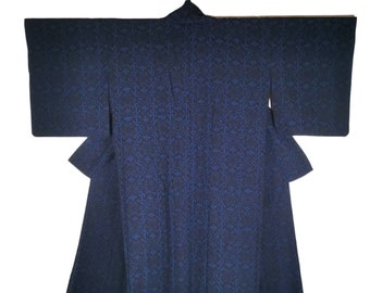 Japanese Kimono Robe Blue Striped Cotton Kimono Dress Floral Kimono ...