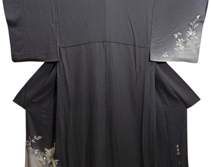 Japan Purple Robe Japanese Kimono Robe Purple Houmongi Floral Kimono Dress | Floral ...