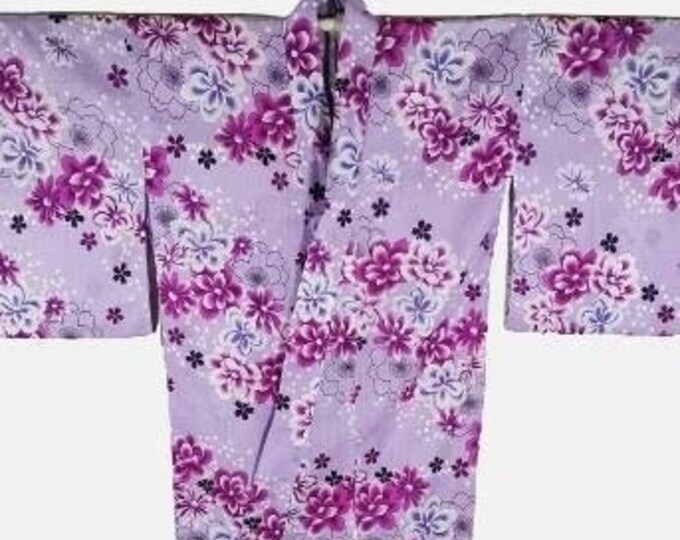 Japan Purple Robe Japanese Kimono Robe Purple Floral Cotton Kimono Dress | Floral Kimono ...