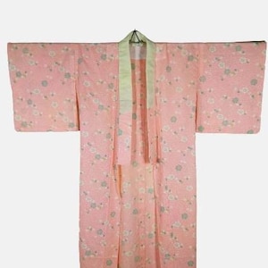 Japanese Women&#39;s Traditional Juban Pink Floral Nagajuban Inner Under Wear Kimono Dress Yukata | Floral Kimono | Long Kimono Robe - A542