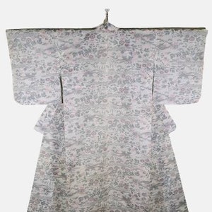 Japanese Kimono Robe White Floral Cotton Kimono Dress | Floral Kimono | Kimono Cardigan | Long Kimono Robe | Yukata kimono - A589