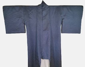 Japanese Kimono Robe Blue Abstract Silk Kimono Dress | Floral Kimono | Kimono Cardigan | Long Kimono Robe | Yukata kimono - A647