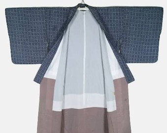 Japanische Kimono Robe Blaues abstraktes Kimono-Kleid | Blumen Kimono | Kimono-Strickjacke | Lange Kimono Robe | Yukata Kimono - A395