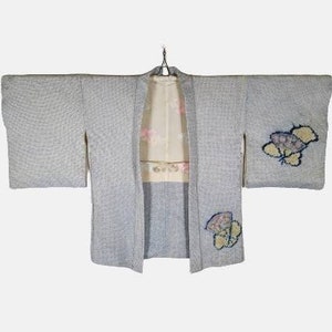 Japanese Blue Shibori Tie Dye Haori Kimono Jacket | Floral Kimono Haori | Kimono Cardigan | Short Kimono Robe | Short Sleeve  - A434