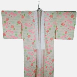 Japanese Women&#39;s Traditional Juban Green Abstract Nagajuban Inner Under Wear Kimono Dress Yukata | Floral Kimono | Long Kimono Robe - A562