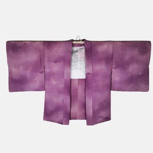 Japanese Purple Haori Floral Kimono Jacket | Floral Kimono Haori | Kimono Cardigan | Short Kimono Robe | Short Sleeve - A636