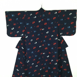 Japanese Kimono Robe Dark Blue Floral Kimono Dress | Floral Kimono | Kimono Cardigan | Long Kimono Robe | Yukata kimono - H728