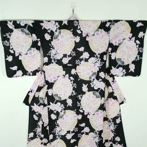 Japanese Kimono Robe Black Floral Cotton Kimono Dress | Floral Kimono | Kimono Cardigan| Long Kimono Robe | Yukata  - H937