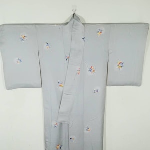 Japanese Kimono Robe Grey Floral Kimono Dress | Floral Kimono | Kimono Cardigan | Long Kimono Robe | Yukata kimono - A127