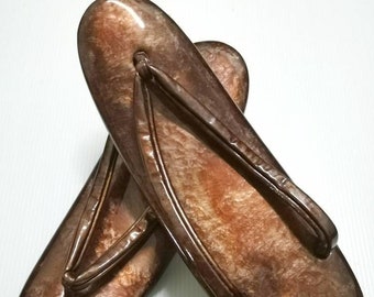 Japanese Traditional Brown Zori Geta Sandal Slipper Geta Shoes Geisha Geta Wood Maiko Kimono Costume - H486