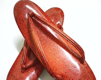 Japanese Traditional Orange Zori Geta Sandal Slipper Geta Shoes Geisha Geta Wood Maiko Kimono Costume - A480