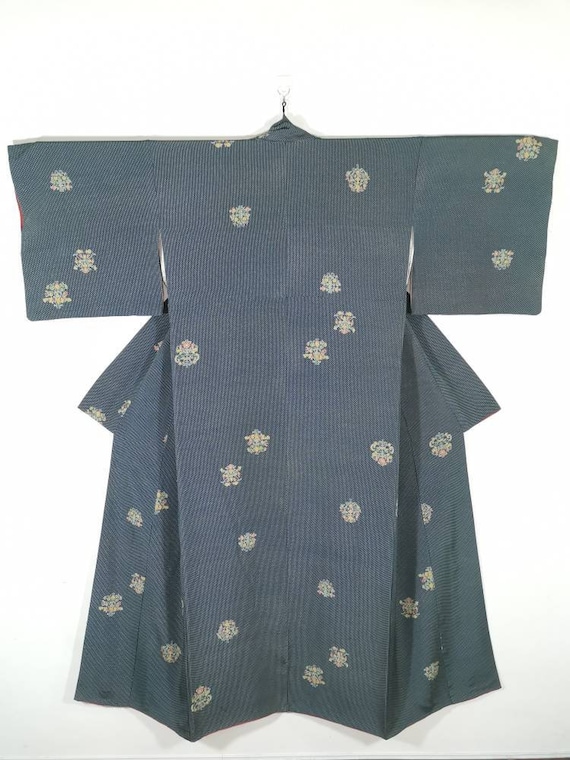 Japanese Kimono Robe Green Floral Silk Kimono Dress Floral | Etsy
