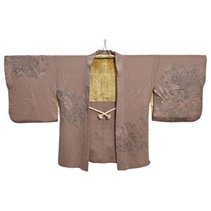 Japanese Purple Haori Floral Kimono Jacket | Floral Kimono Haori | Kimono Cardigan | Short Kimono Robe | Short Sleeve - A979