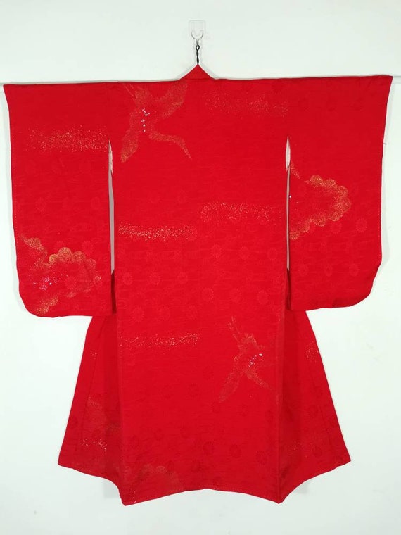 Japanese Kimono Robe Youth Red Floral Silk Kimono