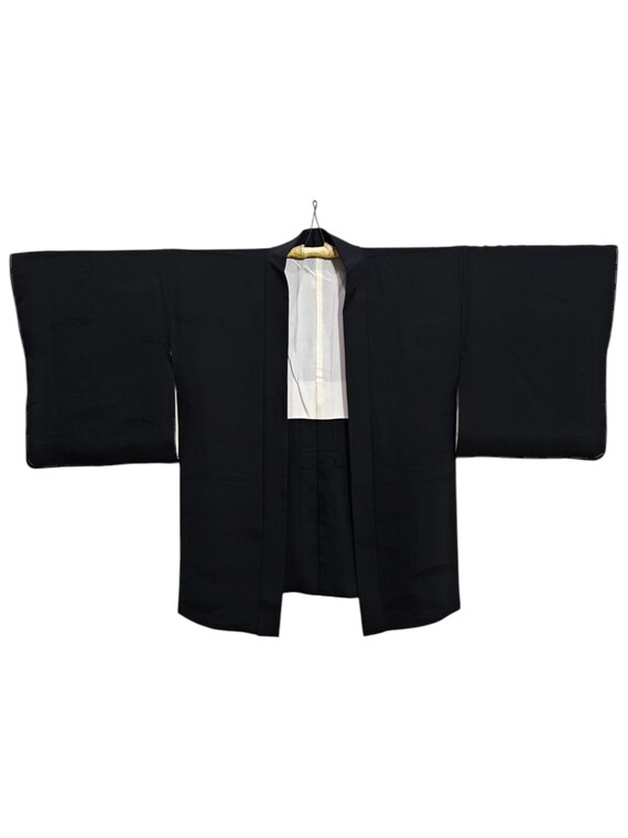 Japanese Black Haori Abstract Kimono Jacket | Floral Kimono Haori