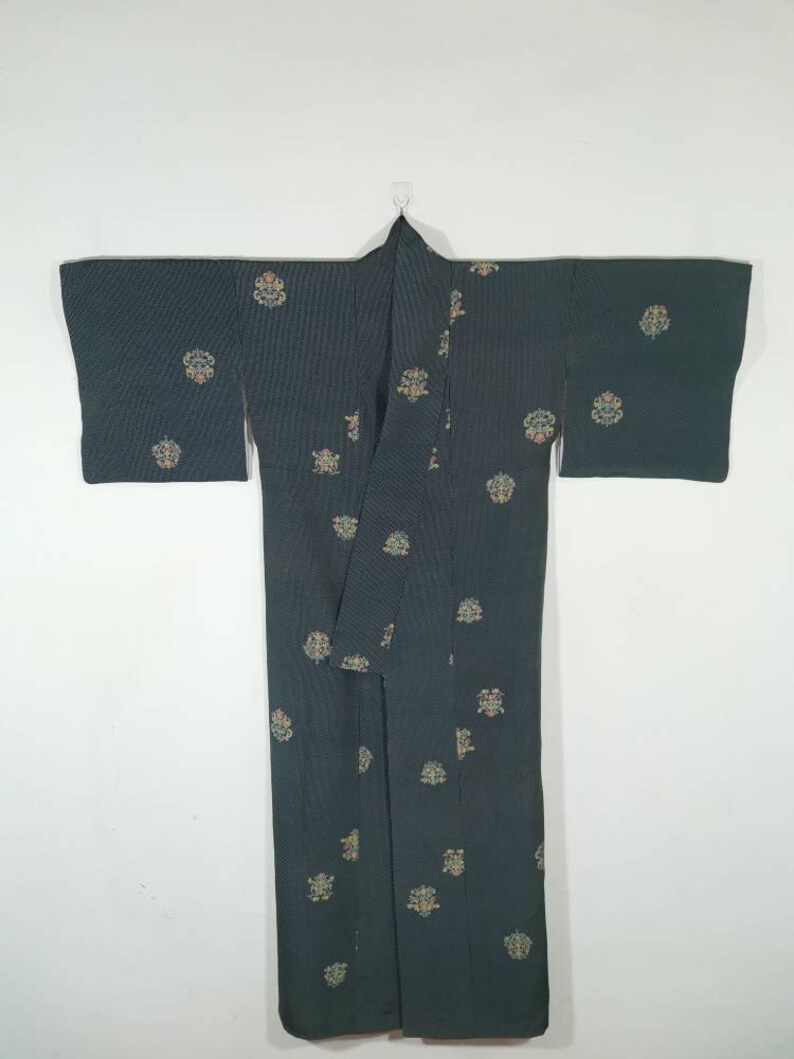 Japanese Kimono Robe Green Floral Silk Kimono Dress Floral - Etsy