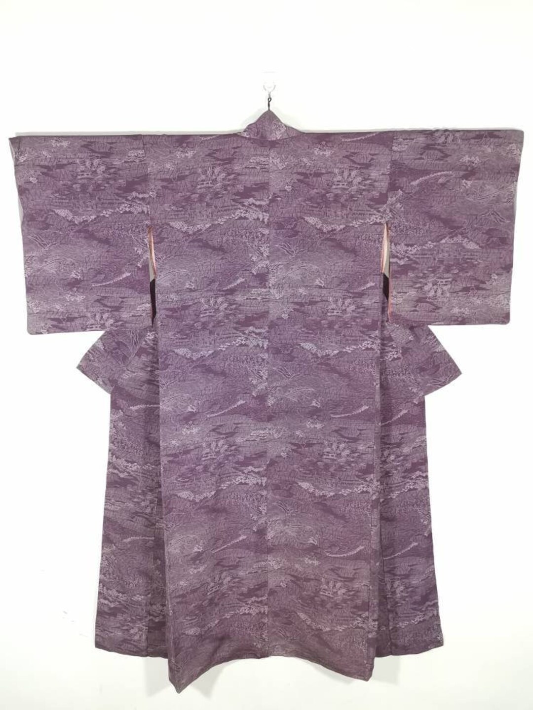 Japan Purple Robe Japanese Kimono Robe Purple Abstract Silk Kimono Dress | Floral Kimono ...