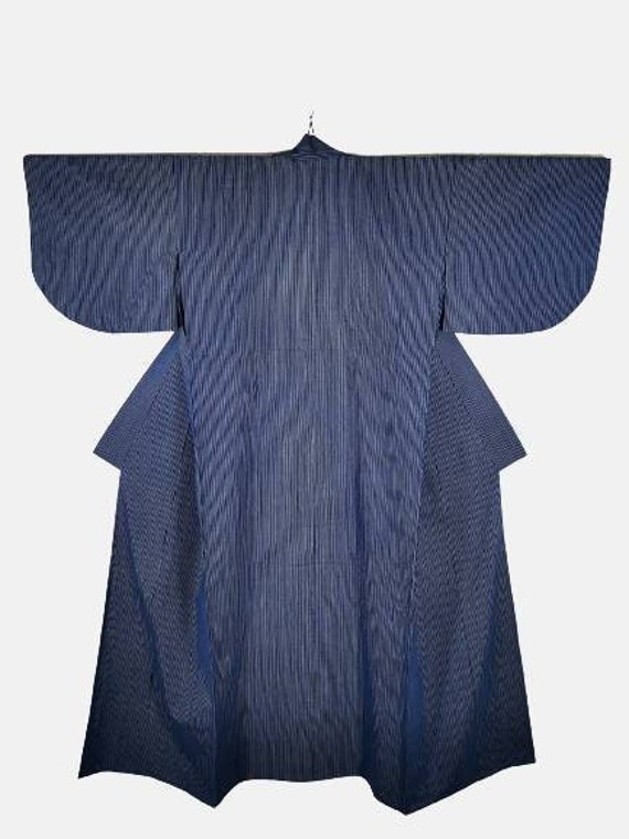 Japanese Kimono Robe Blue Striped Cotton Kimono Dress Floral - Etsy