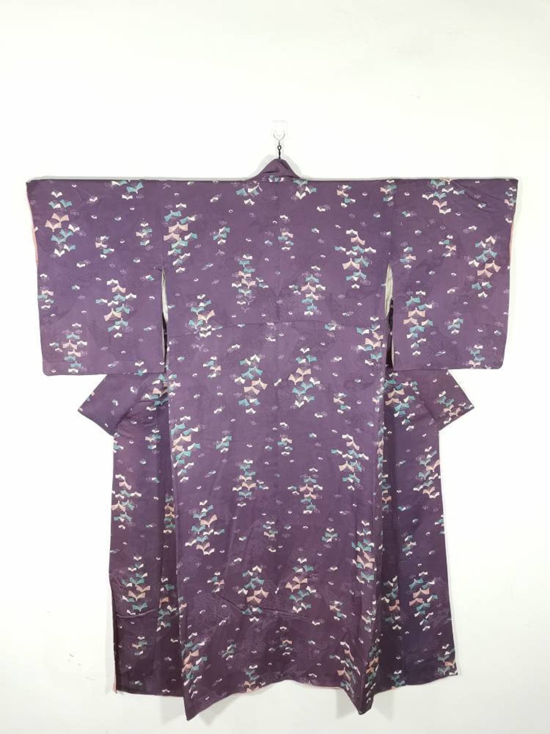 Japan Purple Robe Japanese Kimono Robe Purple Abstract Silk Kimono Dress | Floral Kimono ...