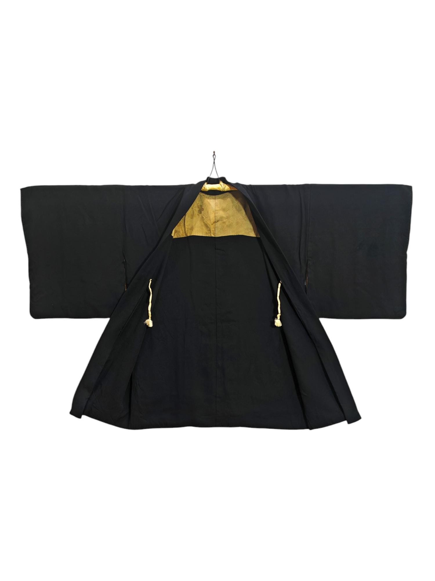 Japanese Black Haori Silk Abstract Kimono Jacket | Floral Kimono