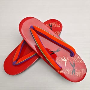 Japanese Traditional Red Wooden Geta Sandal Slipper Geta Shoes Geisha Geta Wood Maiko Kimono Costume - N81