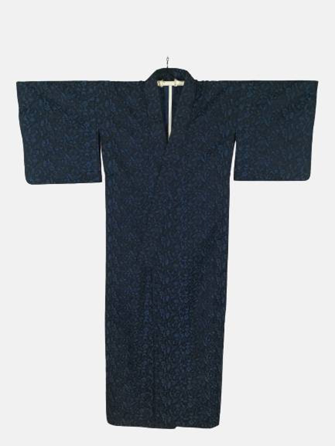 Japanese Kimono Robe Blue Floral Kimono Dress Floral Kimono Etsy