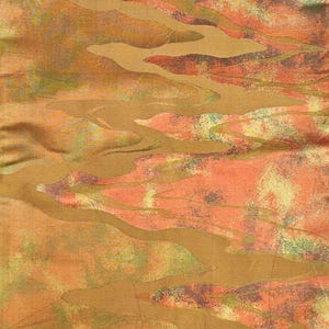 Japanese Kimono Obi Belt Silk Orange Abstract Fukuro Nagoya Maru Obi | Table Runner | Wall Hanging | Art Collection - A895