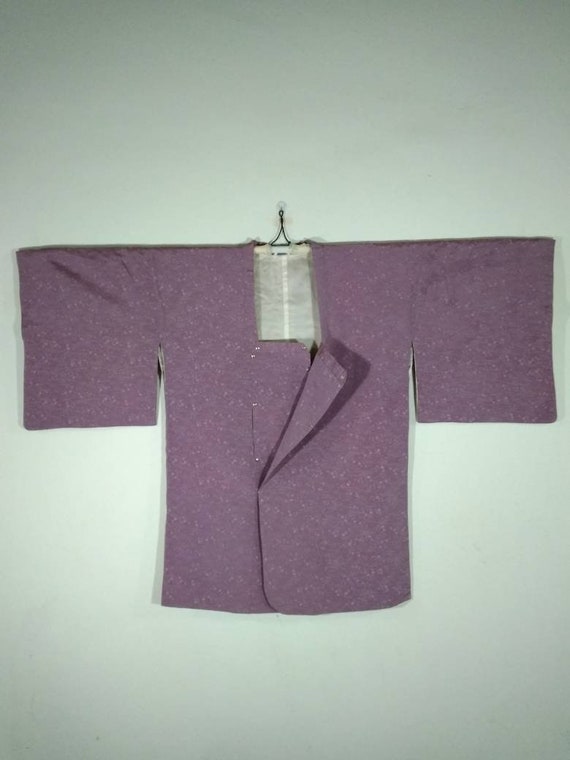Vintage Short Kimono Japanese Haori Jacket 50s Silk Kimono Kimono Wall Hanging, 1950s Japanese Robe Floral Kimono Purple Kimono